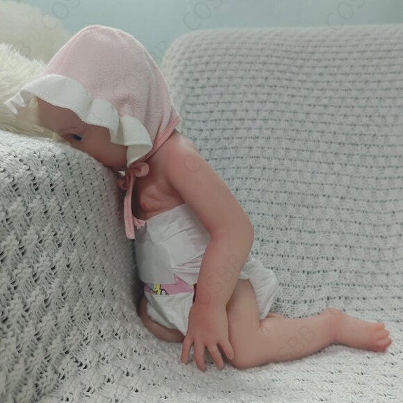 45cm Full Body Platinum Silicone Open Eyes Newborn Lifelike Reborn Baby GirlDoll - Picture 7 of 15